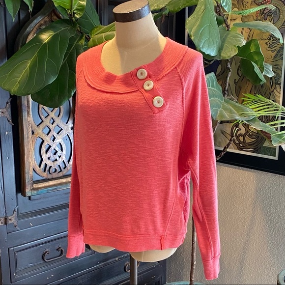 Free People Don’t Forget About Me Salmon Pink Pull over textured top - Picture 4 of 15